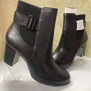 Anne Klein Womens Faux Leather Embellished Ankle Boots Size 5.5